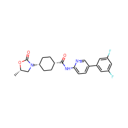 C[C@H]1CN([C@H]2CC[C@@H](C(=O)Nc3ccc(-c4cc(F)cc(F)c4)cn3)CC2)C(=O)O1 ZINC000261142612