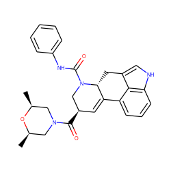 C[C@H]1CN(C(=O)[C@@H]2C=C3c4cccc5[nH]cc(c45)C[C@H]3N(C(=O)Nc3ccccc3)C2)C[C@@H](C)O1 ZINC000072178365