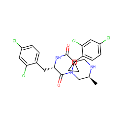 C[C@H]1CN(C(=O)[C@H](Cc2ccc(Cl)cc2Cl)NC(=O)C2(c3ccc(Cl)cc3Cl)CC2)CCN1 ZINC000095556468