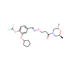 C[C@H]1CN(C(=O)CCO/N=C/c2ccc(OC(F)F)c(OC3CCCC3)c2)C[C@H](C)O1 ZINC000473136117