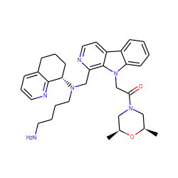 C[C@H]1CN(C(=O)Cn2c3ccccc3c3ccnc(CN(CCCCN)[C@H]4CCCc5cccnc54)c32)C[C@@H](C)O1 ZINC000148802449