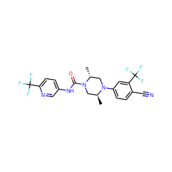 C[C@H]1CN(C(=O)Nc2ccc(C(F)(F)F)nc2)[C@H](C)CN1c1ccc(C#N)c(C(F)(F)F)c1 ZINC000003963658