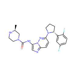 C[C@H]1CN(C(=O)Nc2cnc3ccc(N4CCC[C@@H]4c4cc(F)ccc4F)nn23)CCN1 ZINC000118237289