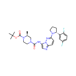 C[C@H]1CN(C(=O)Nc2cnc3ccc(N4CCC[C@@H]4c4cc(F)ccc4F)nn23)CCN1C(=O)OC(C)(C)C ZINC000118235661