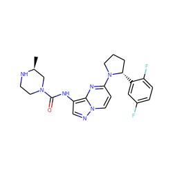 C[C@H]1CN(C(=O)Nc2cnn3ccc(N4CCC[C@@H]4c4cc(F)ccc4F)nc23)CCN1 ZINC000118403141