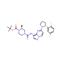 C[C@H]1CN(C(=O)Nc2cnn3ccc(N4CCC[C@@H]4c4cc(F)ccc4F)nc23)CCN1C(=O)OC(C)(C)C ZINC000118400903