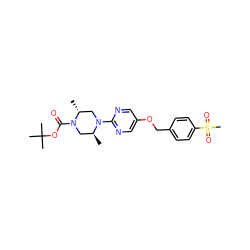 C[C@H]1CN(C(=O)OC(C)(C)C)[C@H](C)CN1c1ncc(OCc2ccc(S(C)(=O)=O)cc2)cn1 ZINC000084690871