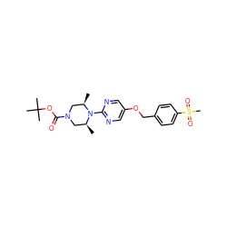 C[C@H]1CN(C(=O)OC(C)(C)C)C[C@@H](C)N1c1ncc(OCc2ccc(S(C)(=O)=O)cc2)cn1 ZINC000084742045