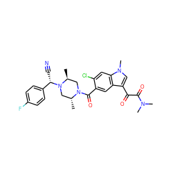 C[C@H]1CN(C(=O)c2cc3c(C(=O)C(=O)N(C)C)cn(C)c3cc2Cl)[C@H](C)CN1[C@@H](C#N)c1ccc(F)cc1 ZINC000049763223