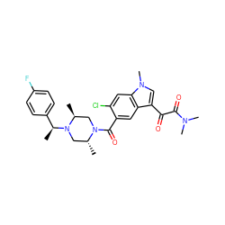 C[C@H]1CN(C(=O)c2cc3c(C(=O)C(=O)N(C)C)cn(C)c3cc2Cl)[C@H](C)CN1[C@@H](C)c1ccc(F)cc1 ZINC000045389340