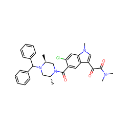 C[C@H]1CN(C(=O)c2cc3c(C(=O)C(=O)N(C)C)cn(C)c3cc2Cl)[C@H](C)CN1C(c1ccccc1)c1ccccc1 ZINC000049746223