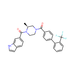 C[C@H]1CN(C(=O)c2ccc(-c3ccccc3C(F)(F)F)cc2)CCN1C(=O)c1ccc2cc[nH]c2c1 ZINC000049785313