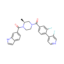 C[C@H]1CN(C(=O)c2ccc(-c3ccncc3F)c(F)c2)CCN1C(=O)c1ccc2cc[nH]c2c1 ZINC000049051595