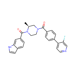 C[C@H]1CN(C(=O)c2ccc(-c3ccncc3F)cc2)CCN1C(=O)c1ccc2cc[nH]c2c1 ZINC000049114702