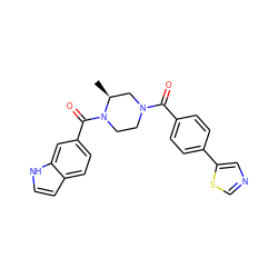 C[C@H]1CN(C(=O)c2ccc(-c3cncs3)cc2)CCN1C(=O)c1ccc2cc[nH]c2c1 ZINC000049033542