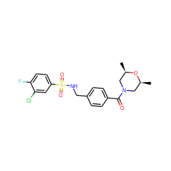 C[C@H]1CN(C(=O)c2ccc(CNS(=O)(=O)c3ccc(F)c(Cl)c3)cc2)C[C@@H](C)O1 ZINC000014247102