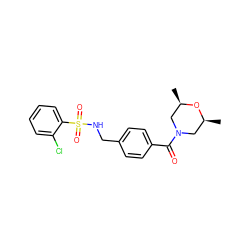 C[C@H]1CN(C(=O)c2ccc(CNS(=O)(=O)c3ccccc3Cl)cc2)C[C@@H](C)O1 ZINC000043019198