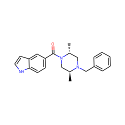 C[C@H]1CN(C(=O)c2ccc3[nH]ccc3c2)[C@H](C)CN1Cc1ccccc1 ZINC000013538754