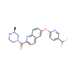 C[C@H]1CN(C(=O)c2ccc3cc(Oc4ccc(C(F)F)cn4)ccc3n2)CCN1 ZINC001772653260