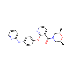 C[C@H]1CN(C(=O)c2cccnc2Oc2ccc(Nc3ccccn3)cc2)C[C@@H](C)O1 ZINC000139447961