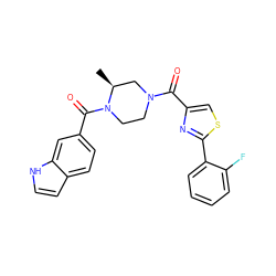 C[C@H]1CN(C(=O)c2csc(-c3ccccc3F)n2)CCN1C(=O)c1ccc2cc[nH]c2c1 ZINC000049021640