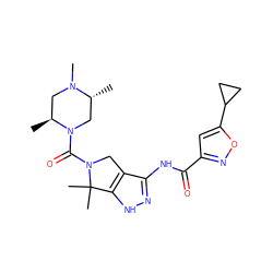 C[C@H]1CN(C)[C@H](C)CN1C(=O)N1Cc2c(NC(=O)c3cc(C4CC4)on3)n[nH]c2C1(C)C ZINC000114184297