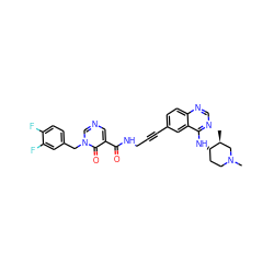 C[C@H]1CN(C)CC[C@@H]1Nc1ncnc2ccc(C#CCNC(=O)c3cncn(Cc4ccc(F)c(F)c4)c3=O)cc12 ZINC000096176282