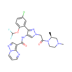 C[C@H]1CN(C)CCN1C(=O)Cn1cc(NC(=O)c2cnn3cccnc23)c(-c2cc(Cl)ccc2OC(F)F)n1 ZINC001772629365