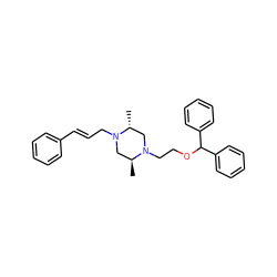 C[C@H]1CN(C/C=C/c2ccccc2)[C@H](C)CN1CCOC(c1ccccc1)c1ccccc1 ZINC000022938515