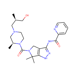 C[C@H]1CN(C[C@@H](C)CO)CCN1C(=O)N1Cc2c(NC(=O)c3ccccn3)n[nH]c2C1(C)C ZINC000149410270