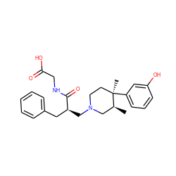 C[C@H]1CN(C[C@@H](Cc2ccccc2)C(=O)NCC(=O)O)CC[C@@]1(C)c1cccc(O)c1 ZINC000003782341