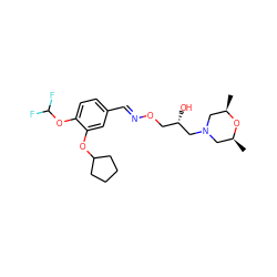 C[C@H]1CN(C[C@@H](O)CO/N=C/c2ccc(OC(F)F)c(OC3CCCC3)c2)C[C@@H](C)O1 ZINC000473135183