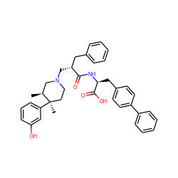 C[C@H]1CN(C[C@H](Cc2ccccc2)C(=O)N[C@@H](Cc2ccc(-c3ccccc3)cc2)C(=O)O)CC[C@@]1(C)c1cccc(O)c1 ZINC000029126310