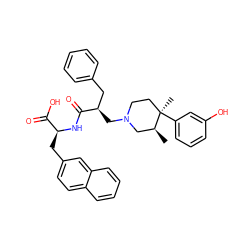 C[C@H]1CN(C[C@H](Cc2ccccc2)C(=O)N[C@@H](Cc2ccc3ccccc3c2)C(=O)O)CC[C@@]1(C)c1cccc(O)c1 ZINC000029126226