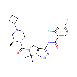 C[C@H]1CN(C2CCC2)CCN1C(=O)N1Cc2c(NC(=O)c3ccc(F)cc3F)n[nH]c2C1(C)C ZINC000149124610