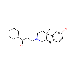 C[C@H]1CN(CC[C@@H](O)C2CCCCC2)CC[C@@]1(C)c1cccc(O)c1 ZINC000013833048