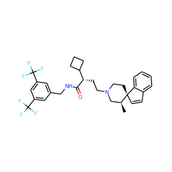 C[C@H]1CN(CC[C@H](C(=O)NCc2cc(C(F)(F)F)cc(C(F)(F)F)c2)C2CCC2)CC[C@@]12C=Cc1ccccc12 ZINC000029040086