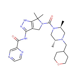 C[C@H]1CN(CC2CCOCC2)[C@H](C)CN1C(=O)N1Cc2c(NC(=O)c3cnccn3)n[nH]c2C1(C)C ZINC000114179570