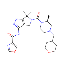 C[C@H]1CN(CC2CCOCC2)CCN1C(=O)N1Cc2c(NC(=O)c3cocn3)n[nH]c2C1(C)C ZINC000149489831