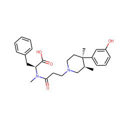 C[C@H]1CN(CCC(=O)N(C)[C@@H](Cc2ccccc2)C(=O)O)CC[C@@]1(C)c1cccc(O)c1 ZINC000029126510