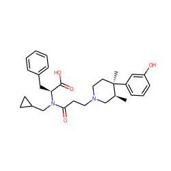 C[C@H]1CN(CCC(=O)N(CC2CC2)[C@@H](Cc2ccccc2)C(=O)O)CC[C@@]1(C)c1cccc(O)c1 ZINC000029126478