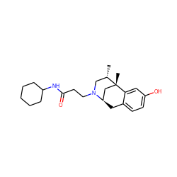 C[C@H]1CN(CCC(=O)NC2CCCCC2)[C@@H]2Cc3ccc(O)cc3[C@]1(C)C2 ZINC000101365314