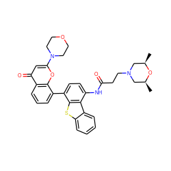 C[C@H]1CN(CCC(=O)Nc2ccc(-c3cccc4c(=O)cc(N5CCOCC5)oc34)c3sc4ccccc4c23)C[C@@H](C)O1 ZINC000101696383