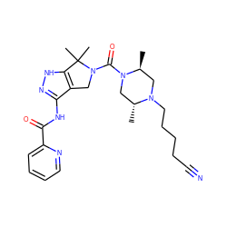 C[C@H]1CN(CCCCC#N)[C@H](C)CN1C(=O)N1Cc2c(NC(=O)c3ccccn3)n[nH]c2C1(C)C ZINC000114182022