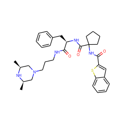 C[C@H]1CN(CCCNC(=O)[C@@H](Cc2ccccc2)NC(=O)C2(NC(=O)c3cc4ccccc4s3)CCCC2)C[C@@H](C)N1 ZINC000028711622