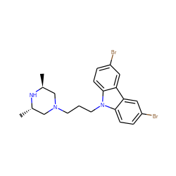 C[C@H]1CN(CCCn2c3ccc(Br)cc3c3cc(Br)ccc32)C[C@H](C)N1 ZINC000027518883