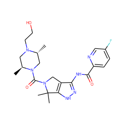 C[C@H]1CN(CCO)[C@H](C)CN1C(=O)N1Cc2c(NC(=O)c3ccc(F)cn3)n[nH]c2C1(C)C ZINC000114184024