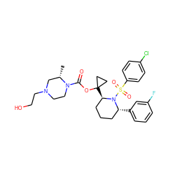 C[C@H]1CN(CCO)CCN1C(=O)OC1([C@@H]2CCC[C@@H](c3cccc(F)c3)N2S(=O)(=O)c2ccc(Cl)cc2)CC1 ZINC000028879601