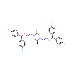 C[C@H]1CN(CCOC(c2ccc(F)cc2)c2ccc(F)cc2)[C@H](C)CN1CCOC(c1ccc(F)cc1)c1ccc(F)cc1 ZINC000027525006