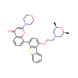 C[C@H]1CN(CCOc2ccc(-c3cccc4c(=O)cc(N5CCOCC5)oc34)c3sc4ccccc4c23)C[C@@H](C)O1 ZINC000101696370